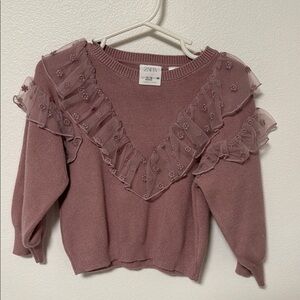 Zara Kids Mauve Sweater with Ruffle Details